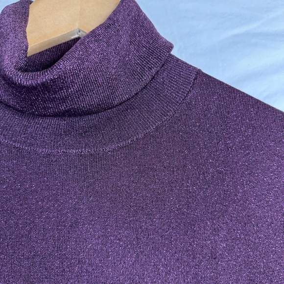 Kate Spade Metallic Ribbed Turtleneck Maroon Size Small - Picture 4 of 7